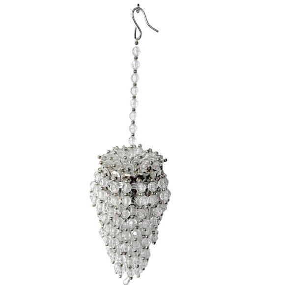 Christmas Cascading Beaded Chandelier Ornament VTG Tea Ball Glam Chic Decor - Picture 6 of 9